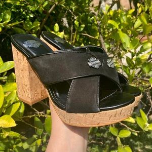 chunky platform biker Harley Davidson heels